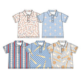 Preorder MOQ 5 pcs Each Style Baseball Print Polo Pullover Shirt Kids Matching Clothes