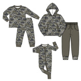 Preorder MOQ 5 pcs Each Style Dinosaur Camo Print Gray Kids Matching Clothes