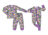 Preorder MOQ 5 pcs Each Style Mardi Gras Mask Camo Boys Pajamas Outfits Kids Matching Clothes