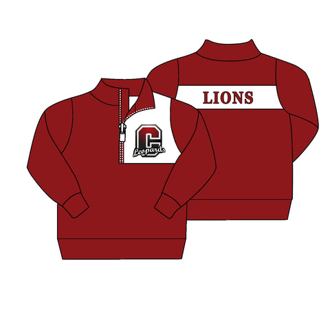 MOQ 8 pcs Custom Style LIONS Leapards Pullover Ziper Shirt Top Boy