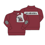MOQ 3 pcs Custom Style ALABAMA Print Pullover Ziper Shirt Top Boy