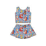 MOQ 5 pcs Custom Style Cartoon Girls Skorts Set