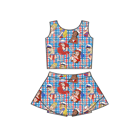 MOQ 5 pcs Custom Style Cartoon Girls Skorts Set
