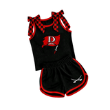 MOQ 5 pcs Custom Style School Team Plaid Bows Girls Shorts Set