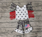 GSSO0918 Flag Camo Girls Shorts Set