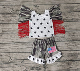 GSSO0918 Flag Camo Girls Shorts Set