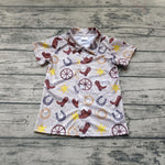 BT0236 Western Boots Hat Buttons Boy's Shirt Top sports fabric