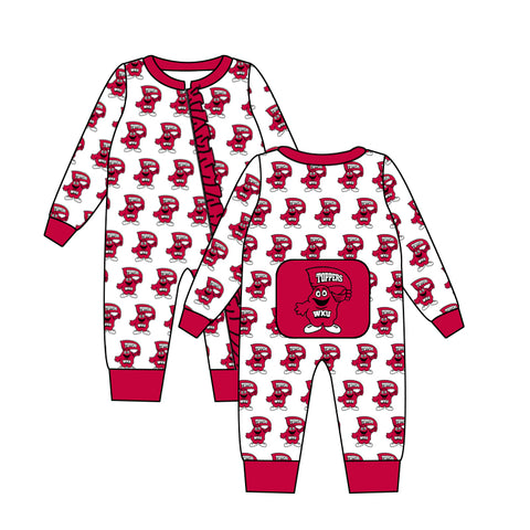 MOQ 8 pcs Custom Style WKU Team Girl baby zip sleeper