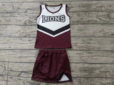 MOQ 8 pcs Custom Style LIONS Sports Team Girl Skirt Set