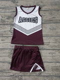 MOQ 8 pcs Custom Style AGGIES Sports Team Girl Skirt Set