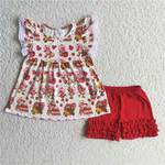SALE E2-16 Cartoon Strawberry Cute Girl's Shorts Set