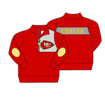 MOQ 8 pcs Custom Style CHIEFS Print Pullover Ziper Shirt Top Boy