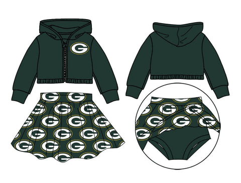 MOQ 3 pcs Custom Style Steelers University Football Sports Team Hoodie Girl Skirt Set