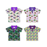Preorder MOQ 5 pcs Each Style Mardi Gras Kids Boys Polo Pullover Shirt
