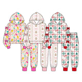 Preorder MOQ 5 Pcs Each Style Christmas Santa Bows Cute Girls Hoodie Outfits