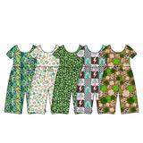 Preorder MOQ 5 pcs Each Style Saint Patrick Leaves Girl's Jumpsuit Kids Matching Clothes