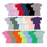 Preorder MOQ 5 Pcs Each Style Solid Color Colorful Cotton Girls Shorts Outfits