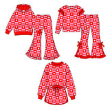 Preorder MOQ 5 pcs Each Style Valentine's Day Love Plaid Ruffles Kids Matching Clothes