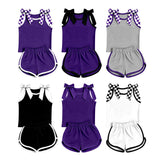 Preorder MOQ 5 Pcs Each Style Team Colors Solid Color Bows Girls Shorts Outfits