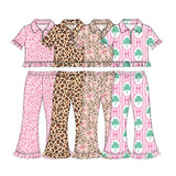 Preorder MOQ 5 pcs Each Style Bows Leopard Saint Patrick Leaves Kids Matching Clothes