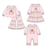 Preorder MOQ 5 pcs Each Style Thanksgiving Day Turkey Leopard Pink Kids Matching Clothes