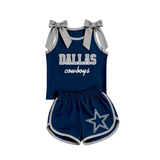 MOQ 5 pcs Custom Style School Team Mascot Bows Girls Shorts Set