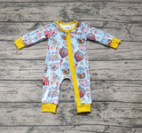 LR0346 Cartoon Elephant Balloon Zip Baby Romper Onesie