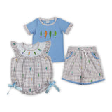 Embroidery Fishing Kids Sibling Matching Clothes