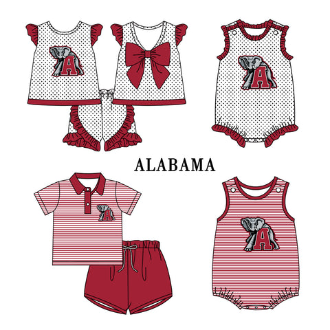 MOQ 5 pcs Custom Style University team Print Alabama Matching Kids Clothing