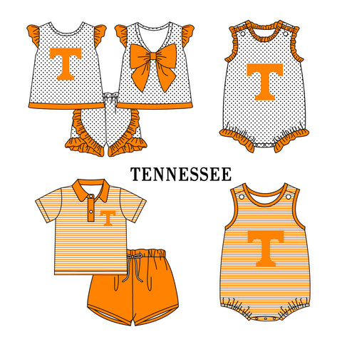 MOQ 5 pcs Custom Style University team Print Tennessee Matching Kids Clothing