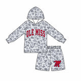 MOQ 5 pcs Custom Style School Team Camo Boy Hoodie Shorts Set