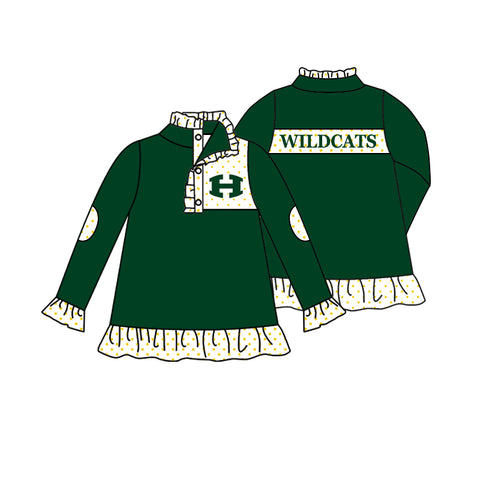 MOQ 8 pcs Custom Style WILDCATS Pullover Ziper Shirt Top Girl
