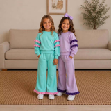 MOQ 5 pcs Custom Style Solid Color Ruffles Girls Set