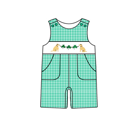 Preorder 12.30 SR2424 St. Patrick Dog Leaf Baby Boys Romper