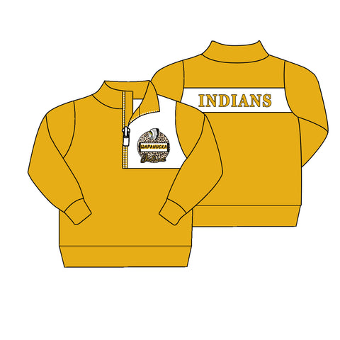 MOQ 8 pcs Custom Style INDIANS Pullover Ziper Shirt Top Boy
