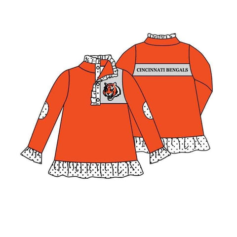 MOQ 8 pcs Custom Style Bengals Pullover Ziper Shirt Top Girl