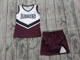 MOQ 8 pcs Custom Style LIONS Sports Team Girl Skirt Set
