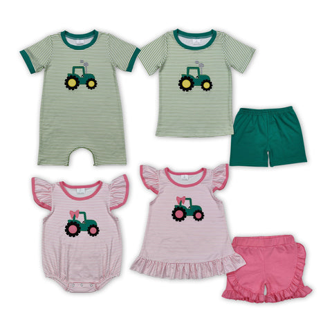 Embroidery Truck Cute Kids Sibling Matching Clothes