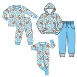 Preorder MOQ 5 pcs Each Style Easter Bunny Eggs Blue Kids Matching Clothes