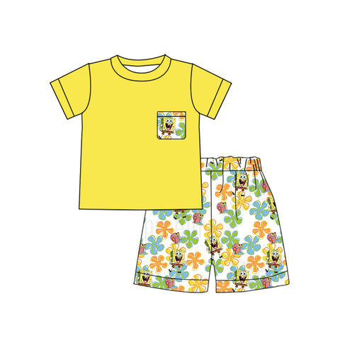 MOQ 3 pcs Custom Style Cartoon Boy Shorts Set