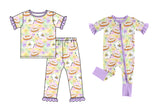 Preorder MOQ 5 pcs Each Style Mardi Gras Ruffles Pajamas Kids Matching Clothes