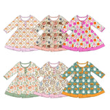 Preorder MOQ 5 Pcs Each Style Fall Pumpkin Flower Girls Dress
