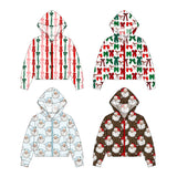 Preorder MOQ 5 pcs Christmas Santa Bows Kids Girls Hoodie Coat