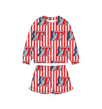 MOQ 5 pcs Custom Style Team Mascot Stripe Kids Girls Shorts Set