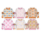 Preorder MOQ 5 pcs Each Style Pumpkin Bows Cute Kids Girls Shirt