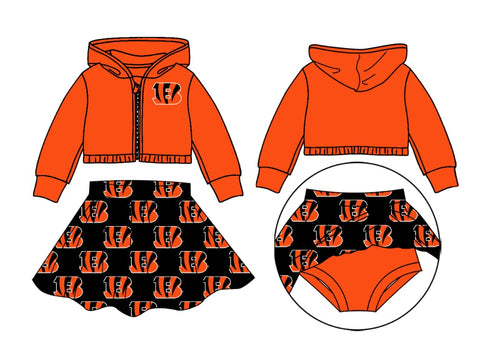 MOQ 3 pcs Custom Style University Football Sports Team Hoodie Girl Skirt Set