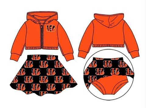 MOQ 5 pcs Custom Style Each Style B Team Coat Girls Skorts Set