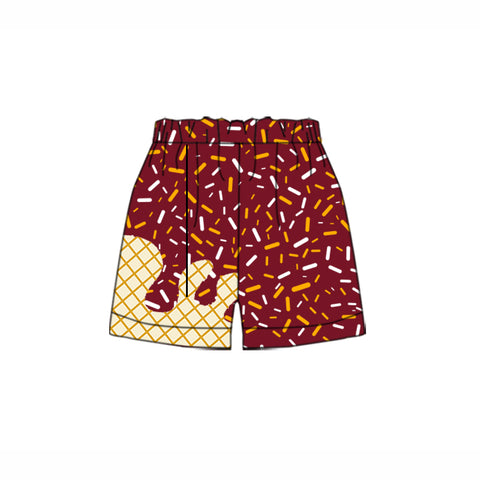 MOQ 5 pcs each style Custom Style Ice Cream Drip Maroon Gold Boy's Shorts