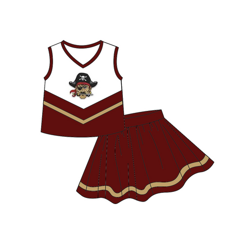 MOQ 8 pcs Custom Style Cheer pirate Girl Skirt Set