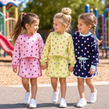 MOQ 5 pcs Custom Style Colorful Dots Cute Girls Skorts Set